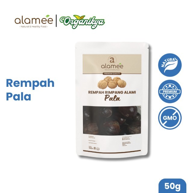 

ALAMEE Biji Pala Utuh Rempah Kering Nutmeg Whole Rimpang Organik Alami Bumbu Seasoning Masakan 50gr organikya