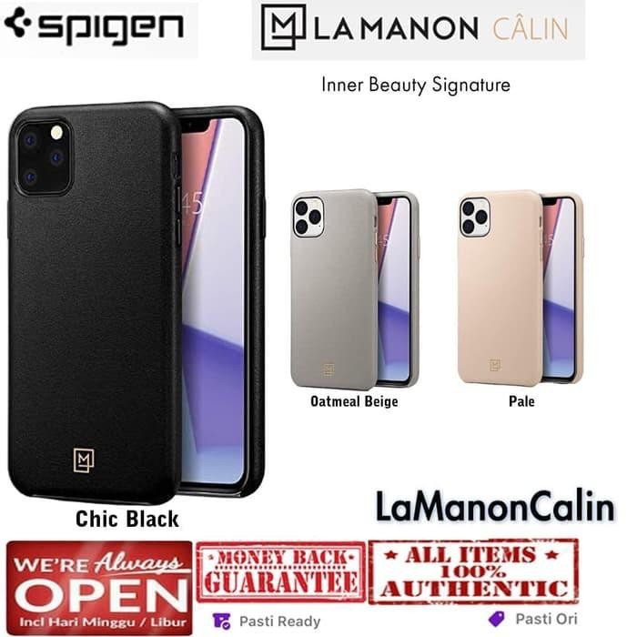 SPIGEN iPhone 11 / Pro / Max La Manon Calin Leather Case - Chic Black, iP 11 Pro