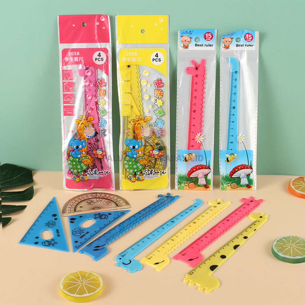 

⭐ PGS ⭐ Penggaris Set Lengkap Lucu Anak Tema Dino Isi 4 Pcs