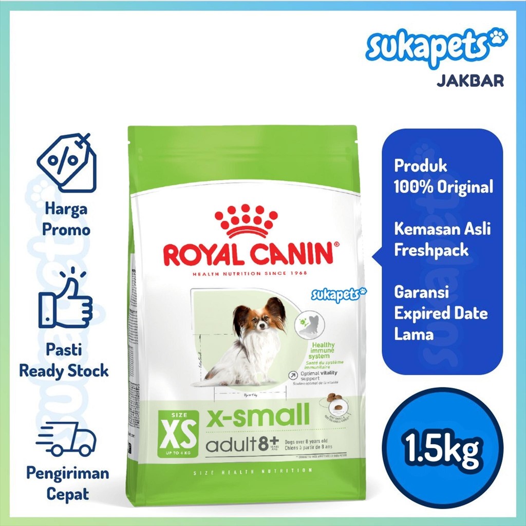 

23bagusmenshop - Royal Canin X-Small Adult 8+ 1.5kg Makanan Anjing Senior Mini Dry Food