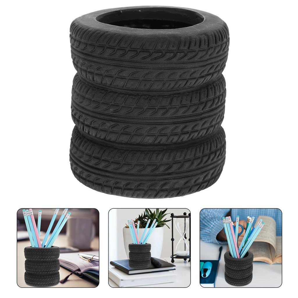 

Styling Tire Pen Holder Table Novelty Pencil Car Tires Multifunction Desk Plastic Organizer Office Tabletop for