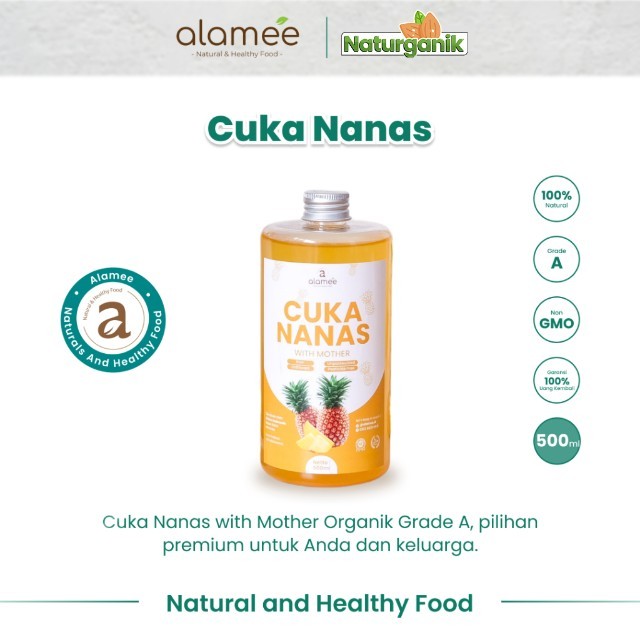 

ALAMEE Cuka Nanas Original Pineapple Cider Vinegar With Mother Organik 500ml Naturganik
