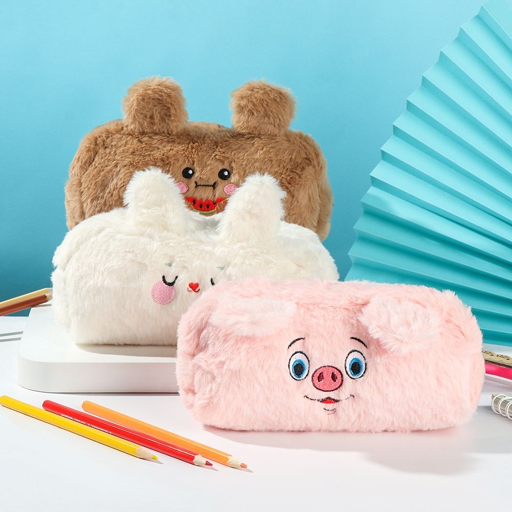 

Kawaii Plush Pencil Case Cute Pen Box Large Capacity for Girls Student Storage Bag School Office Supplies Stationery Gift