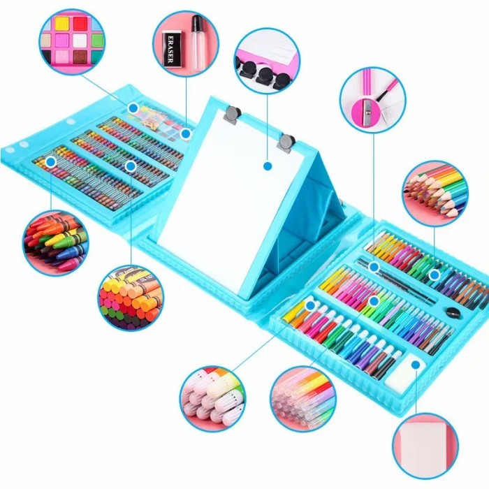 

[New Collection] art crayon 208pcs crayon mengambar melukis set 208 - Biru Muda