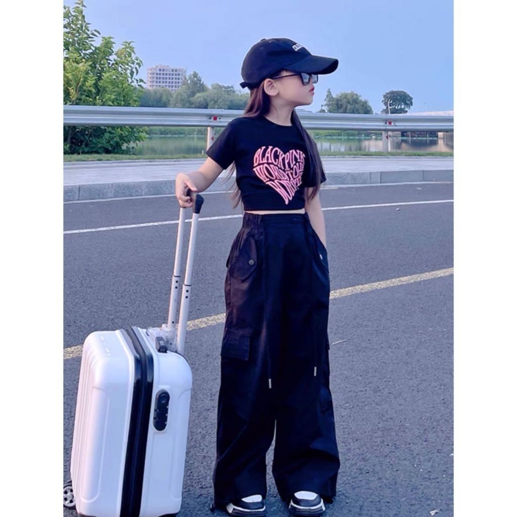 Setelan Cargo Anak Perempuan Set Cargo Anak Cewek Oneset Cargo Anak Cewek Bahan Katun Baju Anak Pere