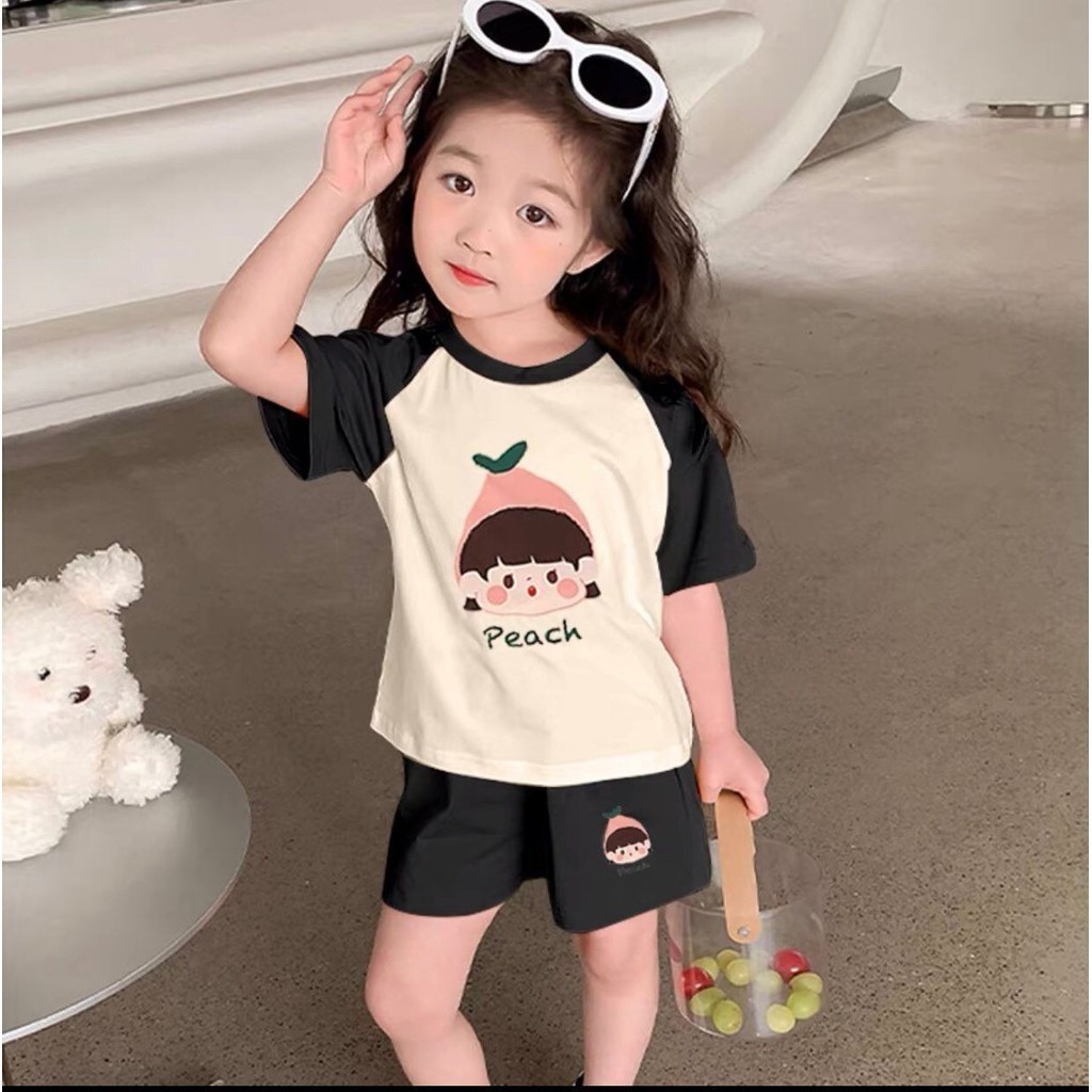 Setelan Anak Perempuan Oneset Baju Anak Style Korea Bahan Katun Anak 2-6Tahun Baju Harian Anak Onese