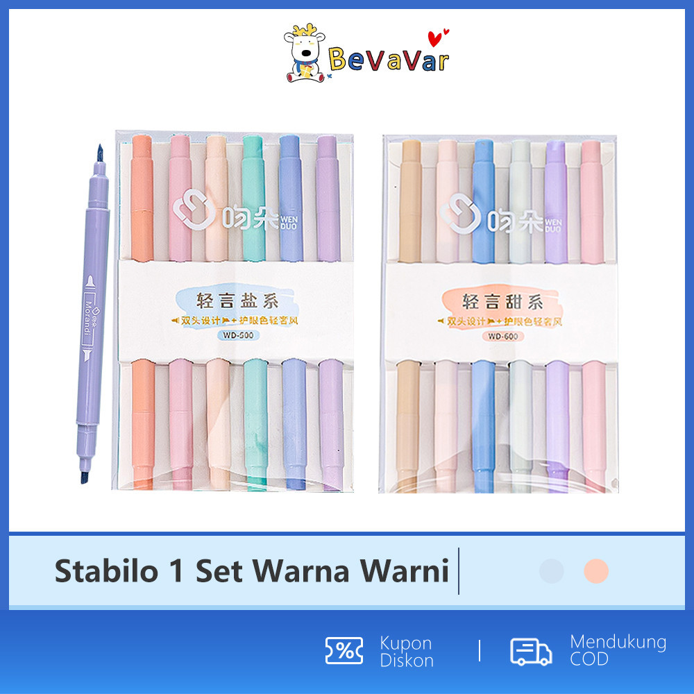 

BEVAVAR 2in1 Stabilo Warna Warni Highlighter Pen Warna Pastel Set