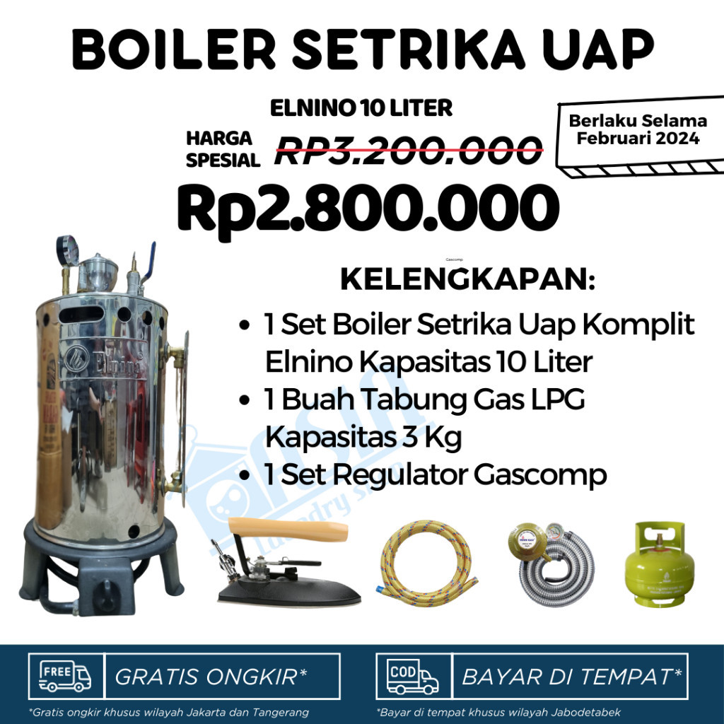 Boiler Setrika Uap Elnino Untuk Usaha Laundry Garmen Konveksi
