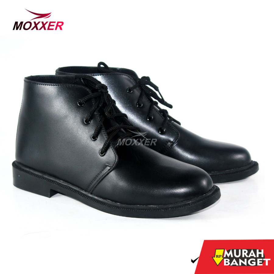 Sepatu pdh- MOXXER Sepatu PDH Doff Satpam TNI Security Sepatu Kerja Dinas Tali Pria Polisi Tanpa Res