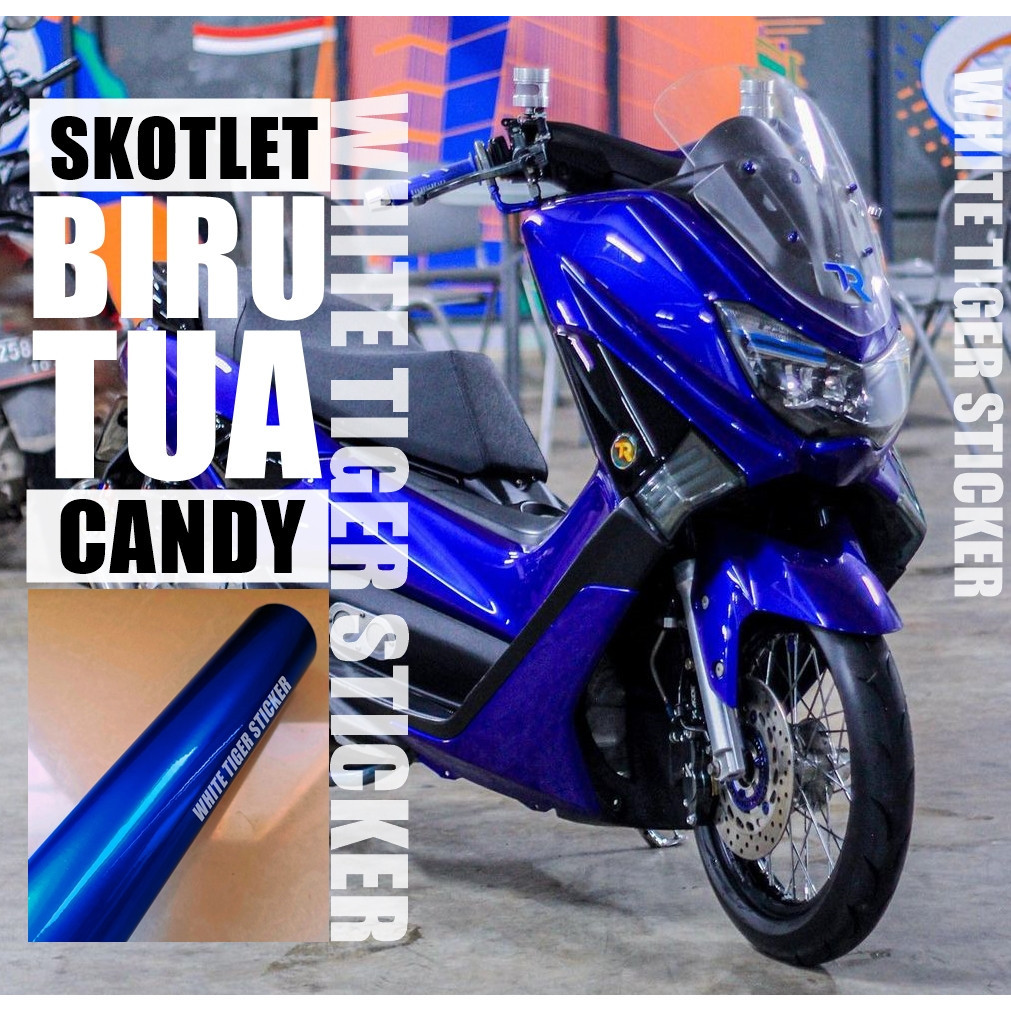 SKOTLET STIKER MOTOR BIRU TUA METALIK LEBAR 50CM SCOTLITE BIRU GELAP METALIK SKOTLET BIRU TUA CANDY 