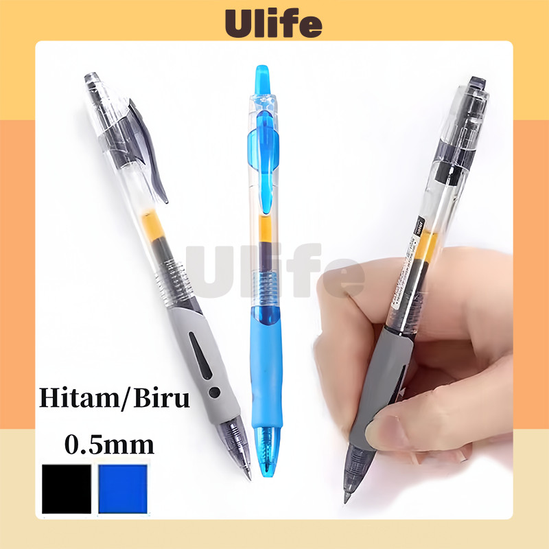 

0.5mm Alat Tulis Kantor Sekolah Pen Pencet Tinta Cair Bolpoint Polos / Pulpen Gel Ink 0.5mm Pencet