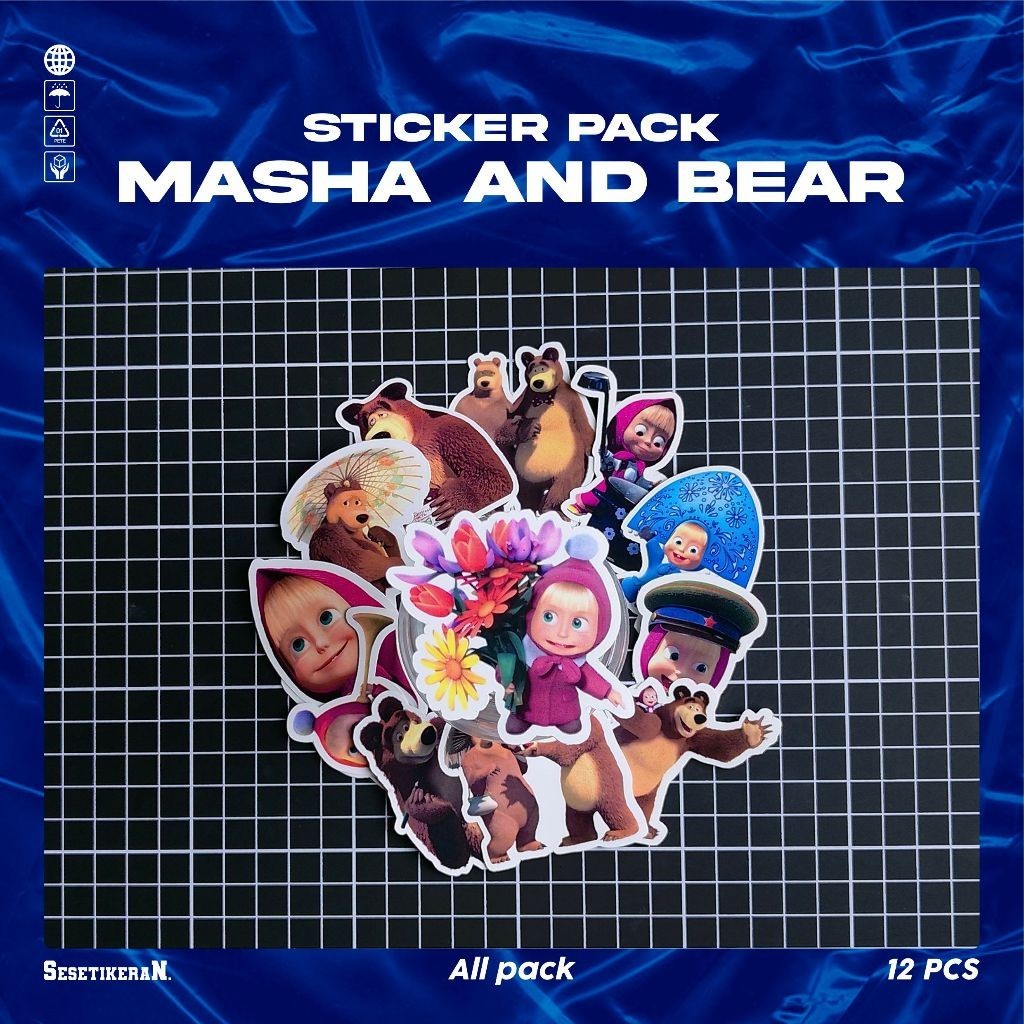 

COD✨ Sesetikeran Pack Stiker Kartun Lucu Masha And The Bear Colorfull Cute Keren Untuk Koper Laptop Skateboard