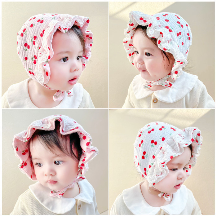 promo ✨ -Topi Bayi Perempuan - Topi Anak Renda - Topi Bayi Lucu - Putih