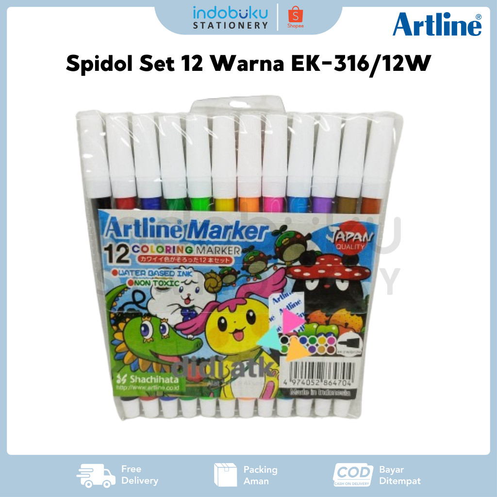 

Spidol Artline set 12 Warna EK-316/12W (1Pack Isi 12Pcs)