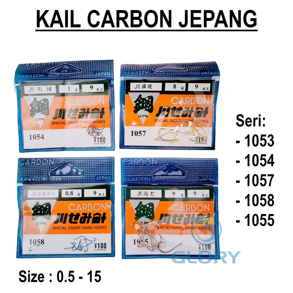 Kail Carbon Jepang Seri 1010 1022 1053 1054 1055 1057 Warna Hitam Putih Kuning Mata Pancing Kuat Unt