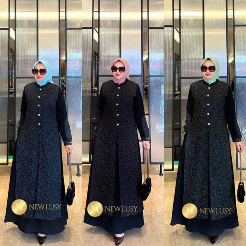 [ Nitaranz ] Gamis New Lusy Jaguard Abaya Arabian Jetblack Ottoman NewLusy Original