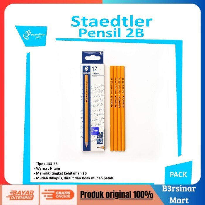 

[BAYAR DI TEMPAT] PROMO [ LUSIN ] Pensil Staedler Yellow 2B 133 COD