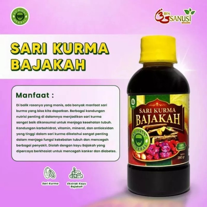 

Sari Kurma Bajakah - Sari kurma asli dan Ekstrak Kayu Bajakah Alami/ Meningkatkan Daya Tahan Tubuh Pencegah Kanker Tumor dan benjolan Kelenjar- 280 gr/ PA'DAYAT HERBAL