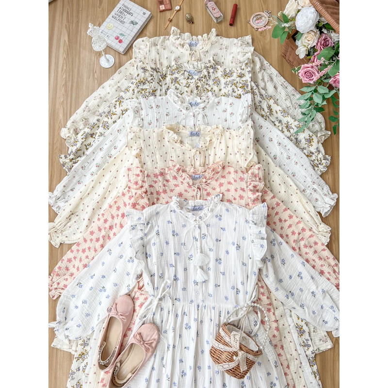 Aurora Dress by Kimka Hijab | Dress Lebaran Cantik Wanita | Gaun Vintage Casual Korean Style | Dress