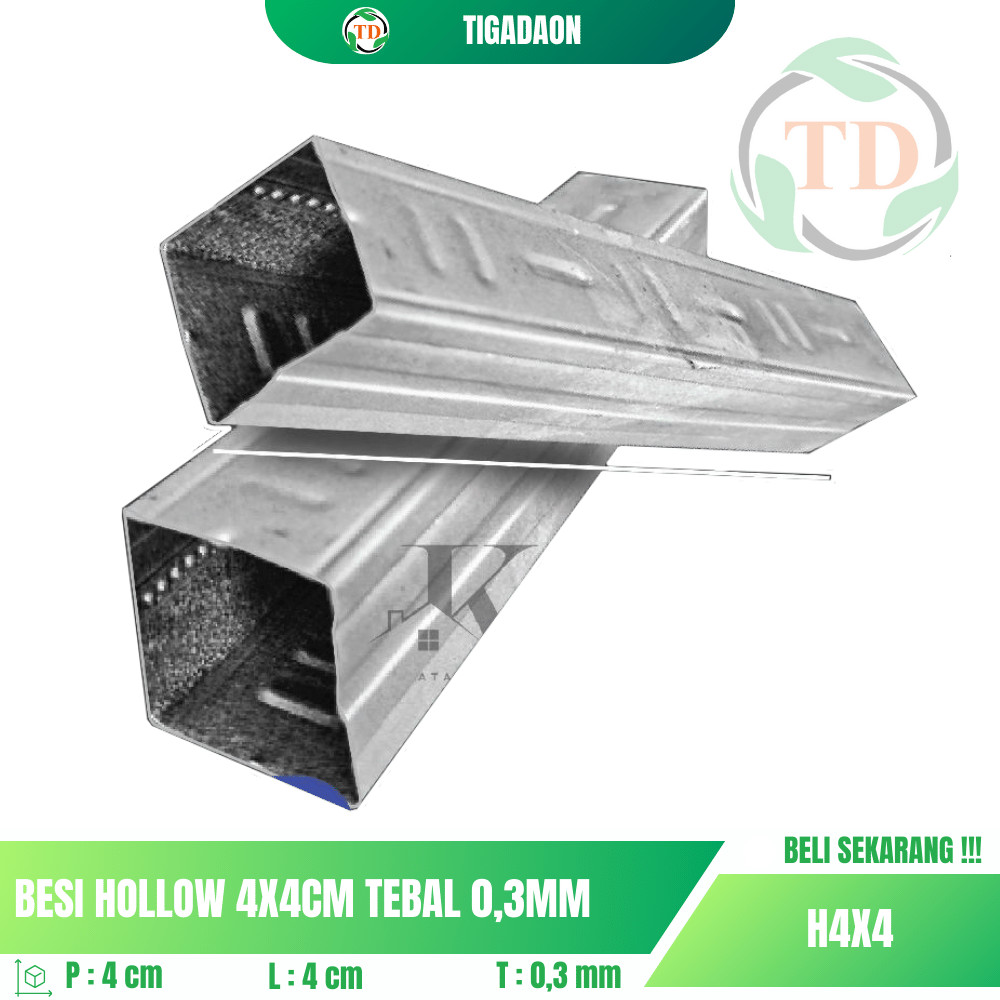 Besi Hollow 4x4cm Tebal 0.3mm Galvalum Full