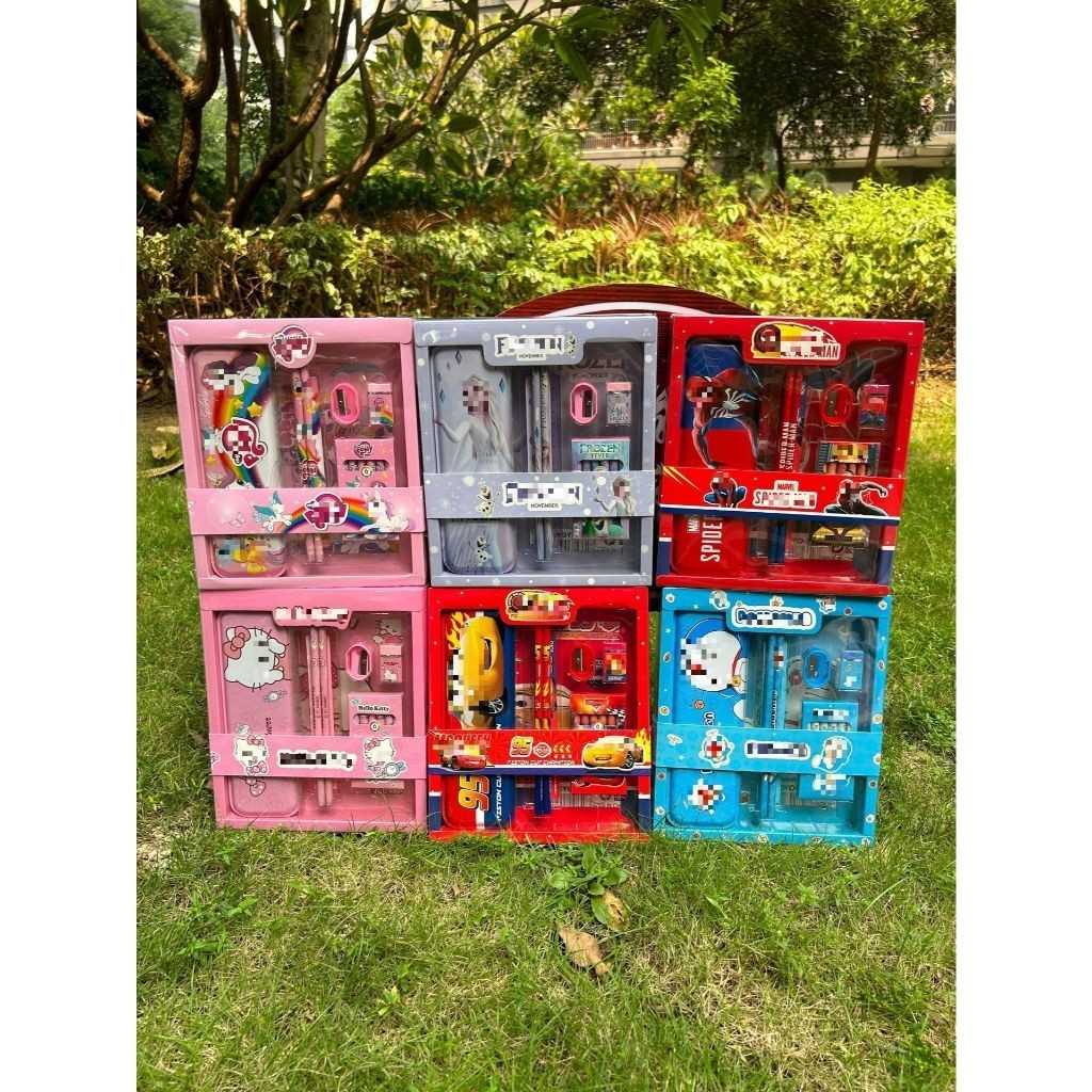 

D3W! STT Paket Alat Tulis Set 7 in 1 Set Stationery 7in1 Karakter Kartun Alat Tulis Anak Sekolah