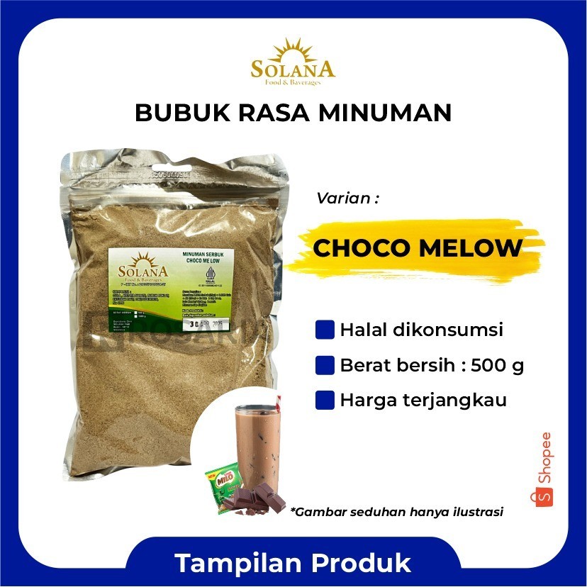 

Bubuk Rasa CHOCO MELOW Serbuk Minuman Coklat Milo Merk SOLANA Premium Kekinian