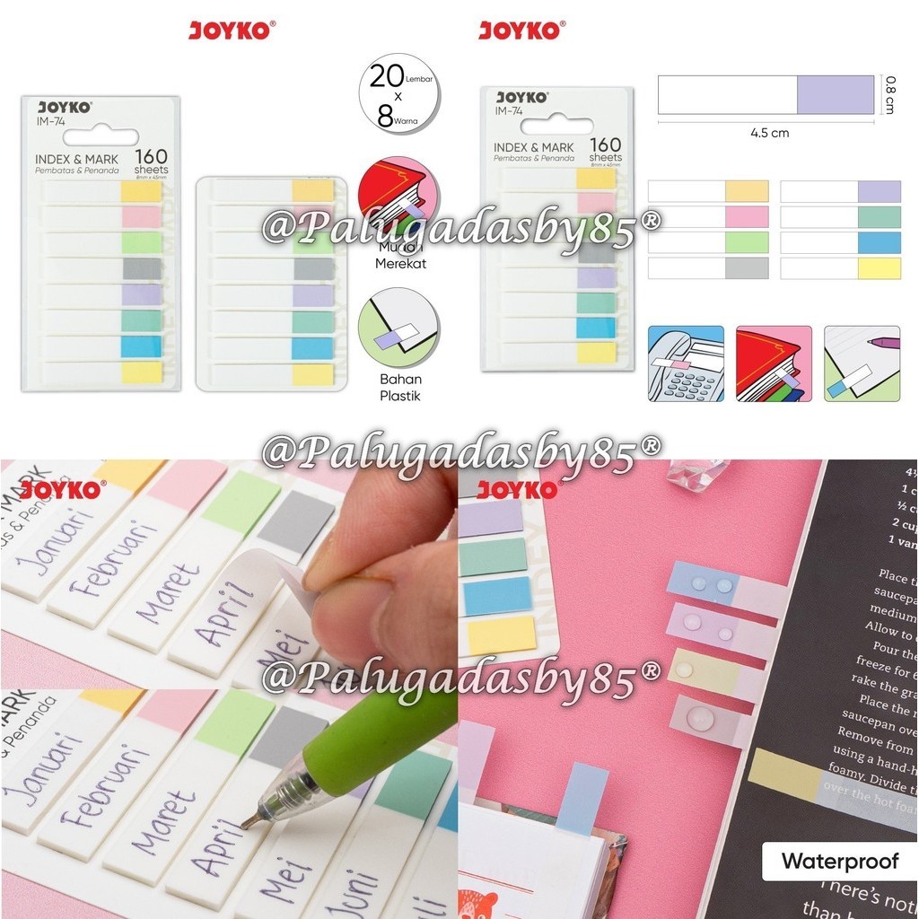

(1 Set) GROSIR Pembatas Memo Joyko IM-74 Plastik Kotak 8 Warna / Index & Mark Penanda Pembatas Joyko IM-74 Plastik / Penanda Joyko IM74 IM 74 / Penanda Joyko Plastik