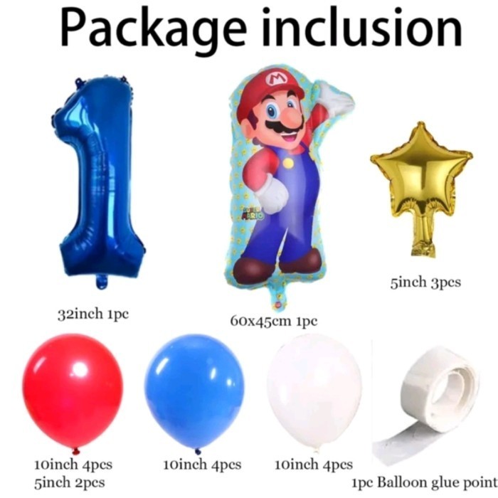 PAKET STAND BALON ANGKA BIRU MARIO LUIGI - LUIGI, BIRU 1