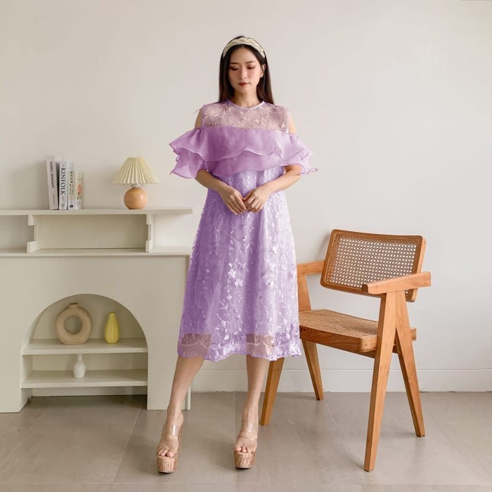dress arbela lilac Baju pesta bruk tile remaja terbaru murah