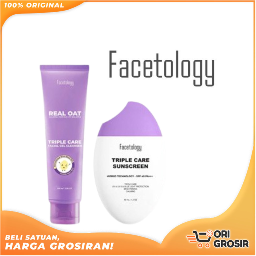 ORI Grosir [2 PCS BUNDLING] Facetology Triple Care Sunscreen 40 ml & Facetology Triple Care Facial G