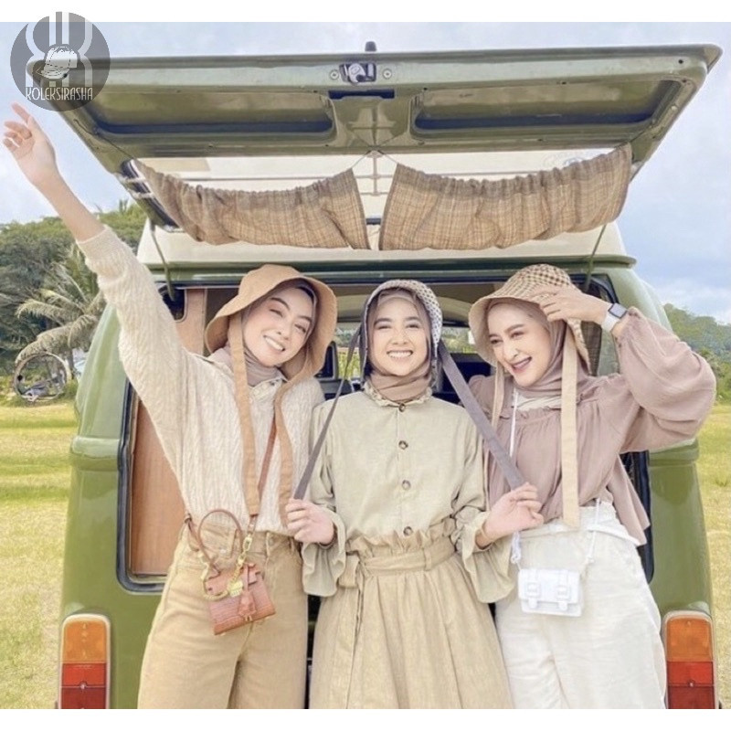 TOPI BUCKET WIDE SELEBGRAM COUPLE ANAK DAN BUNDA BUCKET WIDE selebgram aksen tali TOPI BUCKET MUSLIM