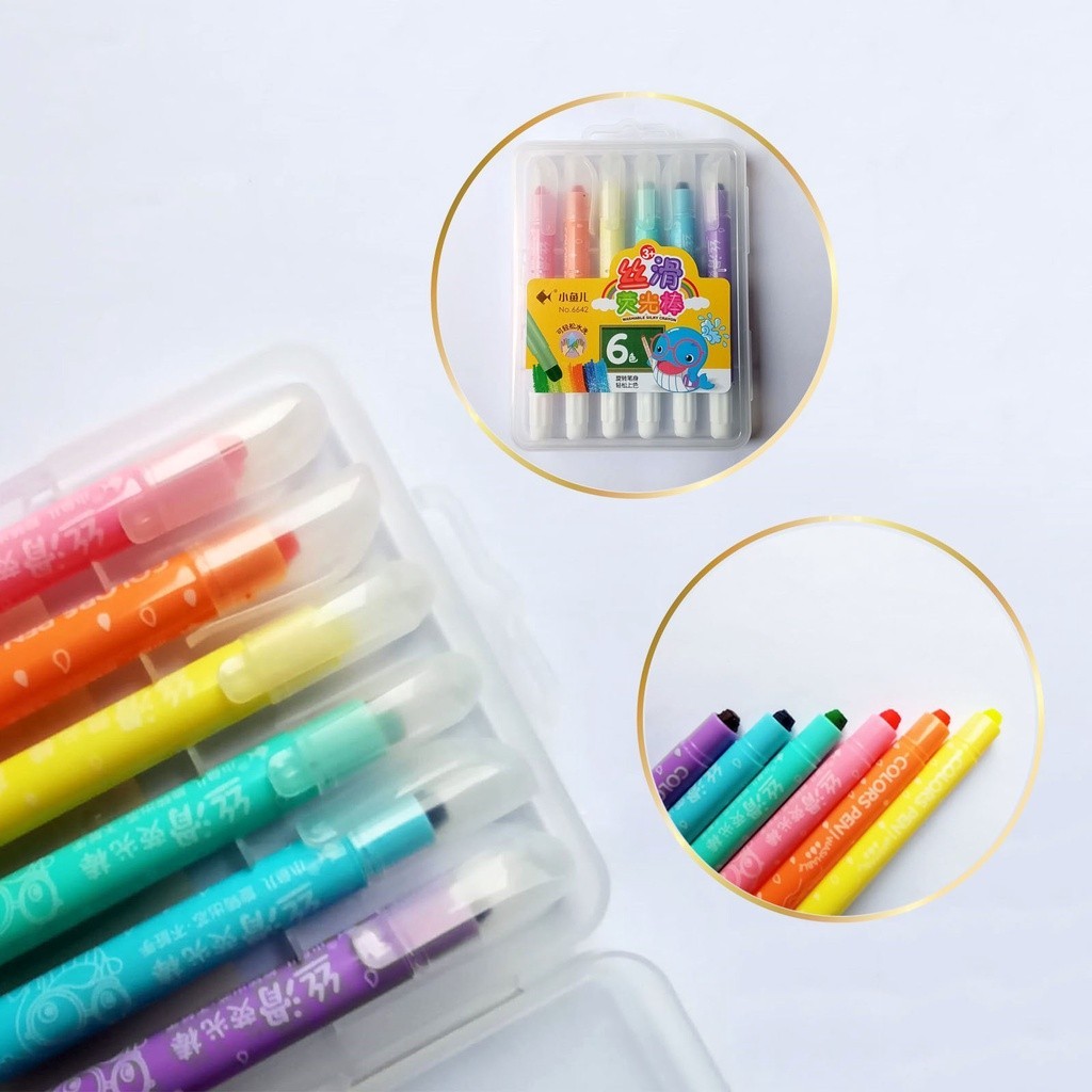 

Yuma Washable Crayon Silky 6 Warna Krayon Dapat Dicuci Kembali / Silky Crayon Pen Putar / Krayon Kuas Lucu Silcy / Rolling Crayon Motif Anak anak / Kerayon Unik Murah / Crayon Model Lipstick / Crayon 12 Colour / Pensil Mewarnai / Alat Tulis Sekolah