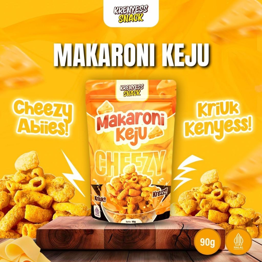 

Makaroni Renyah Tidak Keras Keju Cheezy Premium - Makaroni Krenyess Snack