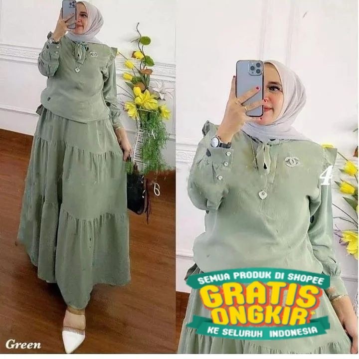 Aretha Terbaru Ruby Setelan Rok Cringkel Wanita Terbaru 2022 Kekinian Setelan Wanita Dewasa Setelan 