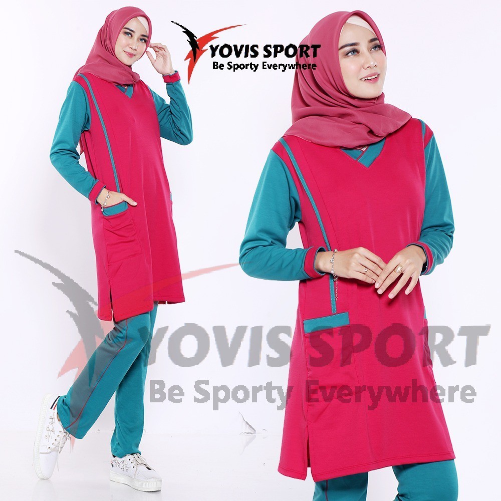 Setelan senam tunik wanita / pakaian olahraga Yovis Sport  muslimah/Hijab