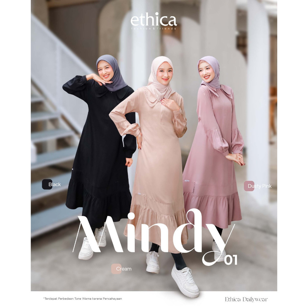 Ethica Dress Midi Muslim Daily Mindy 01 Wanita