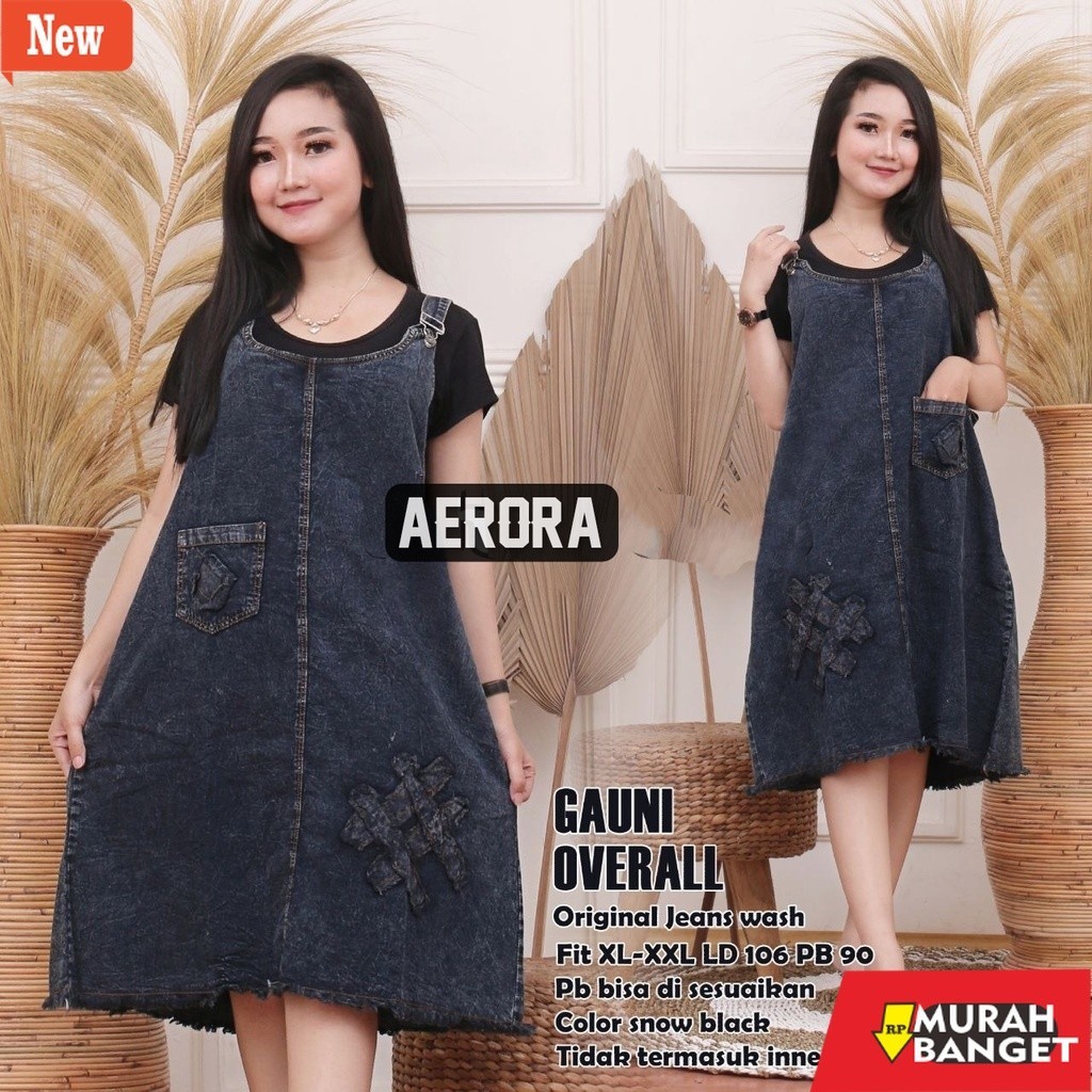 Jumpsuit Wanita Kekinian Baju Kodok Overall Dress Jeans Wanita Bordir Tempel Kekinian Inport Ld 105 