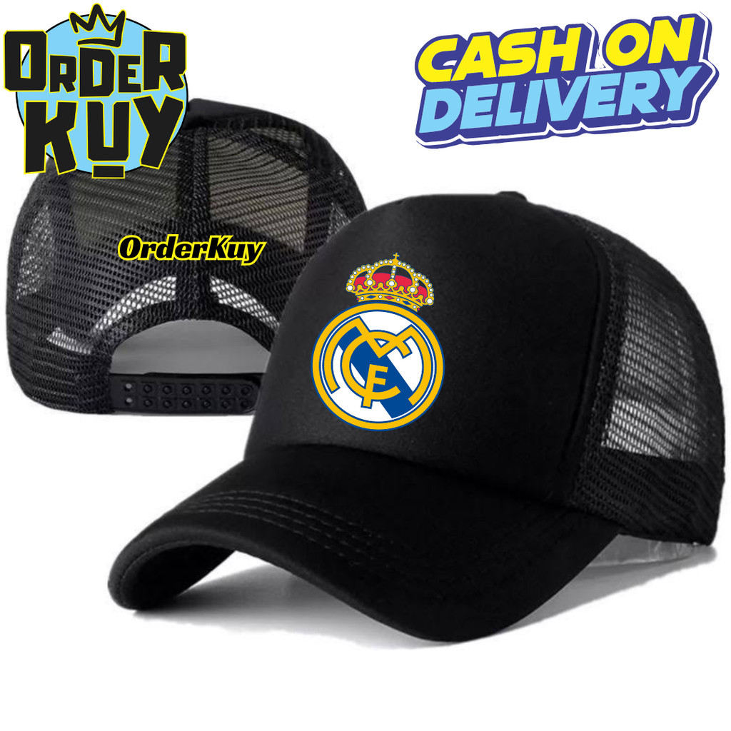 OrderKuy Topi Trucker REAL MADRID - Topi Distro REAL MADRID Logo - Topi REAL MADRID Premium - Topi P