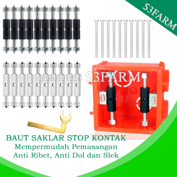 Saklar Dinding Baut Sekrup Reparasi Stop Kontak Dinding Breaket Road Socket SET 86mm