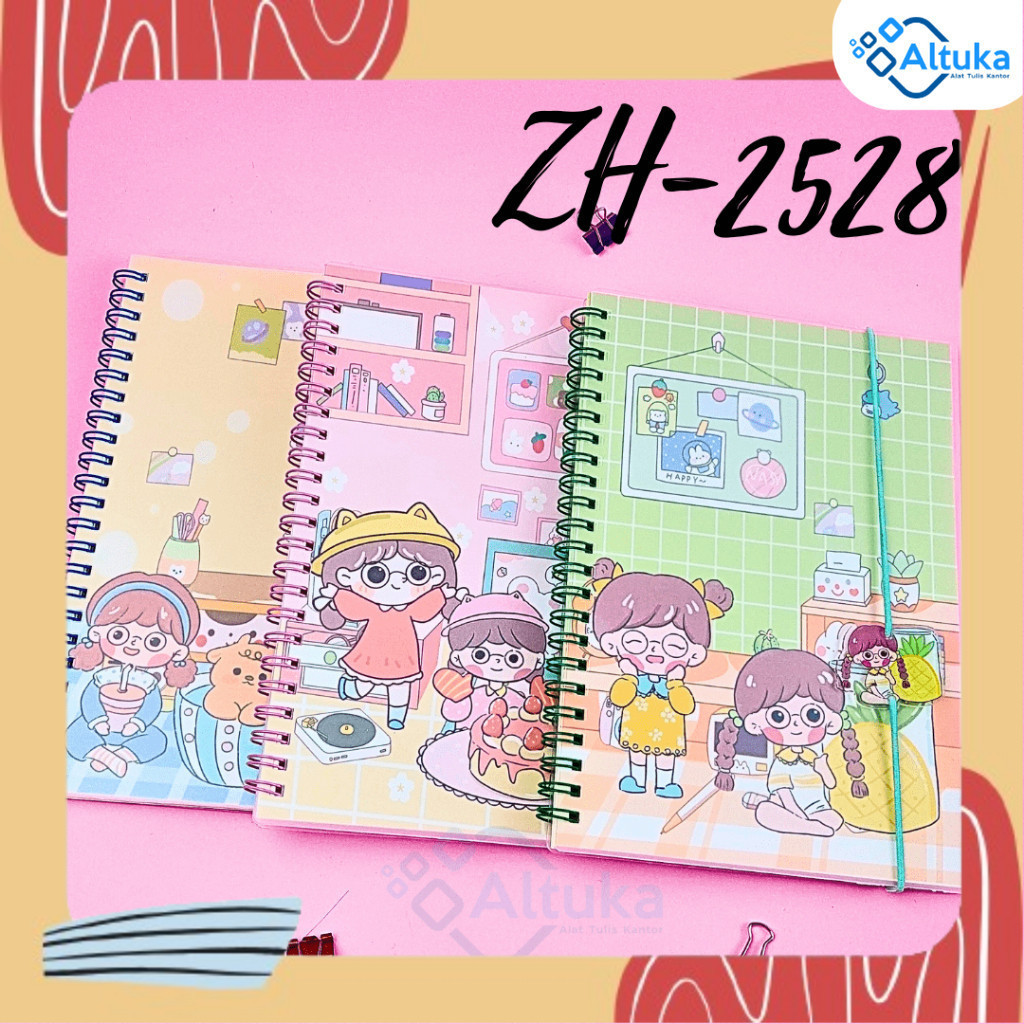 

Diary Spiral Funcy / Buku Catatan / Buku Harian A5 Spiral dengan Motif Lucu