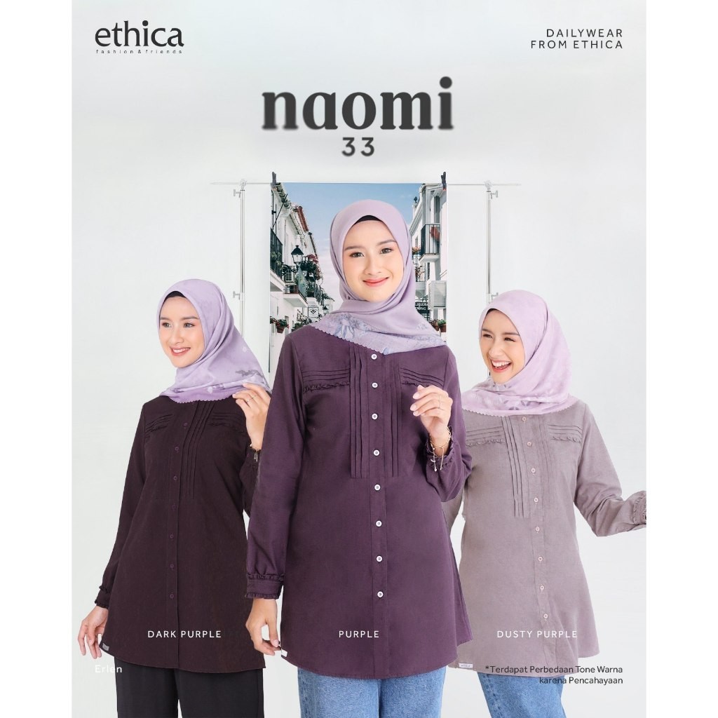 Ethica Blouse Naomi 33/ Atasan Wanita Terbaru / Atasan Polos/ Blouse Pink/ Blouse Ungu / Atasan Kerj