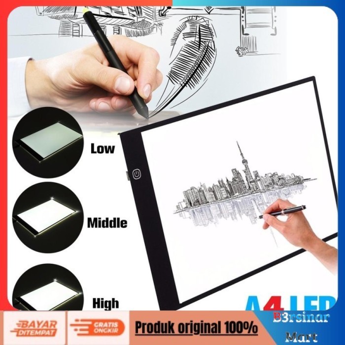 

[KUALITAS TERBAIK] Drawing Tracing A4 Copy Board Papan Jipak LED Light Pad Ultra Slim A4