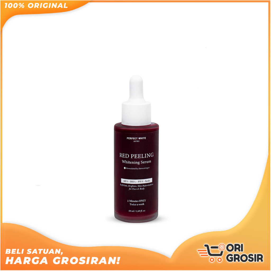 ORI Grosir PERFECT WHITE Red Peeling Whitening Serum 50ml with AHA BHA PHA Kojic Acid for Face and B