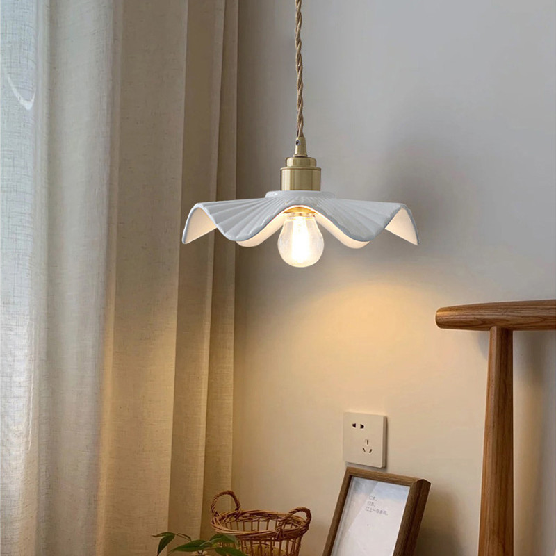 Fumi Industrial Vintage Ceramic Pendant Lighting Retro Mini  Ceramic Pendant Lamp Shade Brass Finish