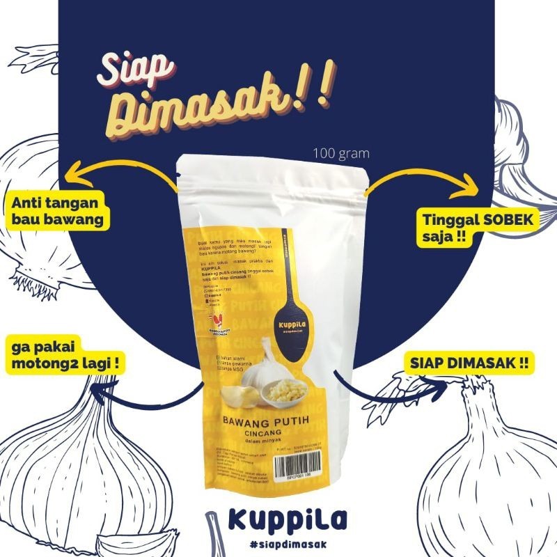 

KUPPILA bawang putih cincang dalam minyak 100 gr bentuk pouch