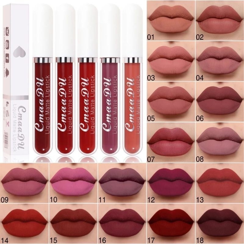 LIPSTIK MATTE CMAADU LIP CREAM MATTE CMAADU WATERPROOF LIPSTIK TAHAN AIR DAN TIDAK LUNTUR TMAXBEAUTY