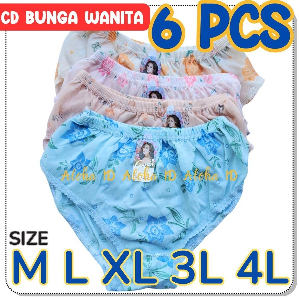 6 PCS CELANA DALAM WANITA MOTIF BUNGA  CANTIK CD WANITA BUNGA MURAH