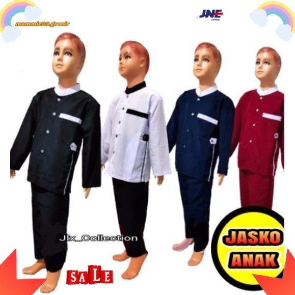 PROMO-BAJU KOKO JASKO ANAK LAKI LAKI MODEL JASKO LENGAN PANJANG USIA 4-12TH - Hitam, 10th