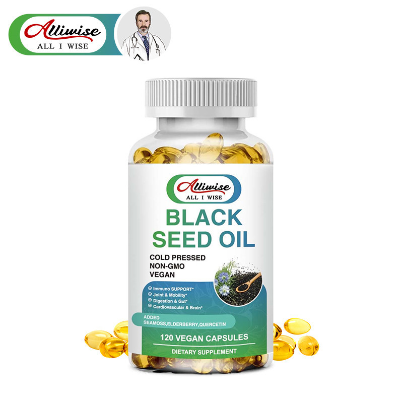 ORIGINAL Alliwise Black Seed Oil Capsules Cold Pressed Nigella Sativa Black Cumin Seed Oil Supports