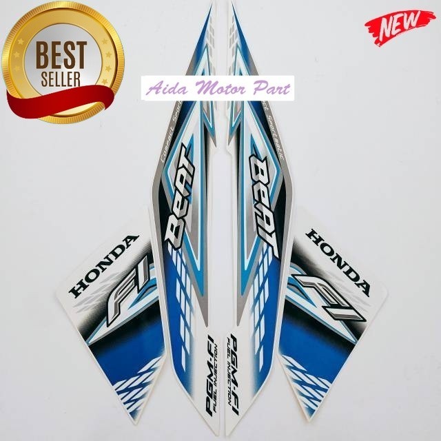 Striping Stiker Decal Polet Lis honda beat fi 2014  putih list biru stiker list body motor standar  